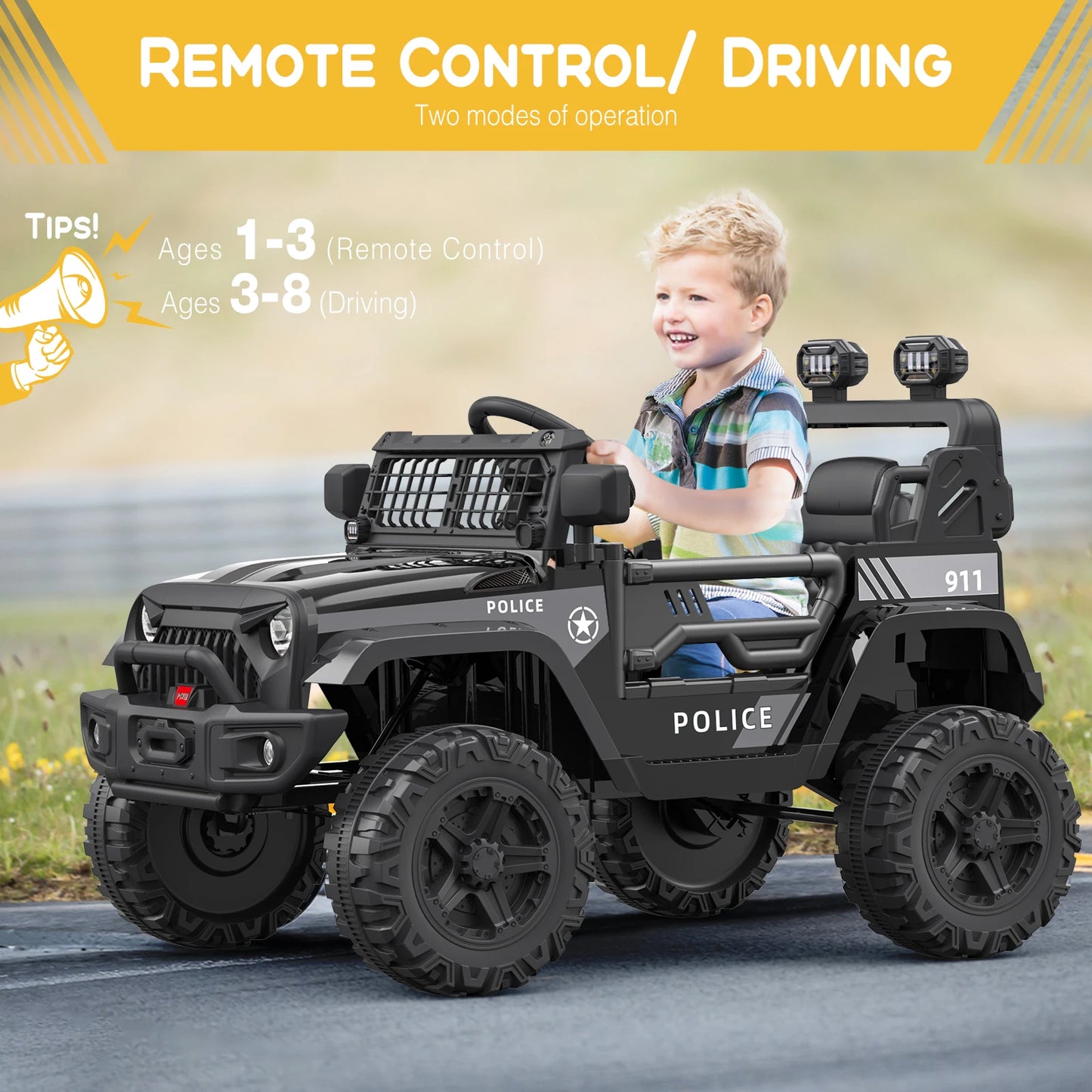 HiMISSE 12V Kids Ride On Car Battery Powered Truck Remote