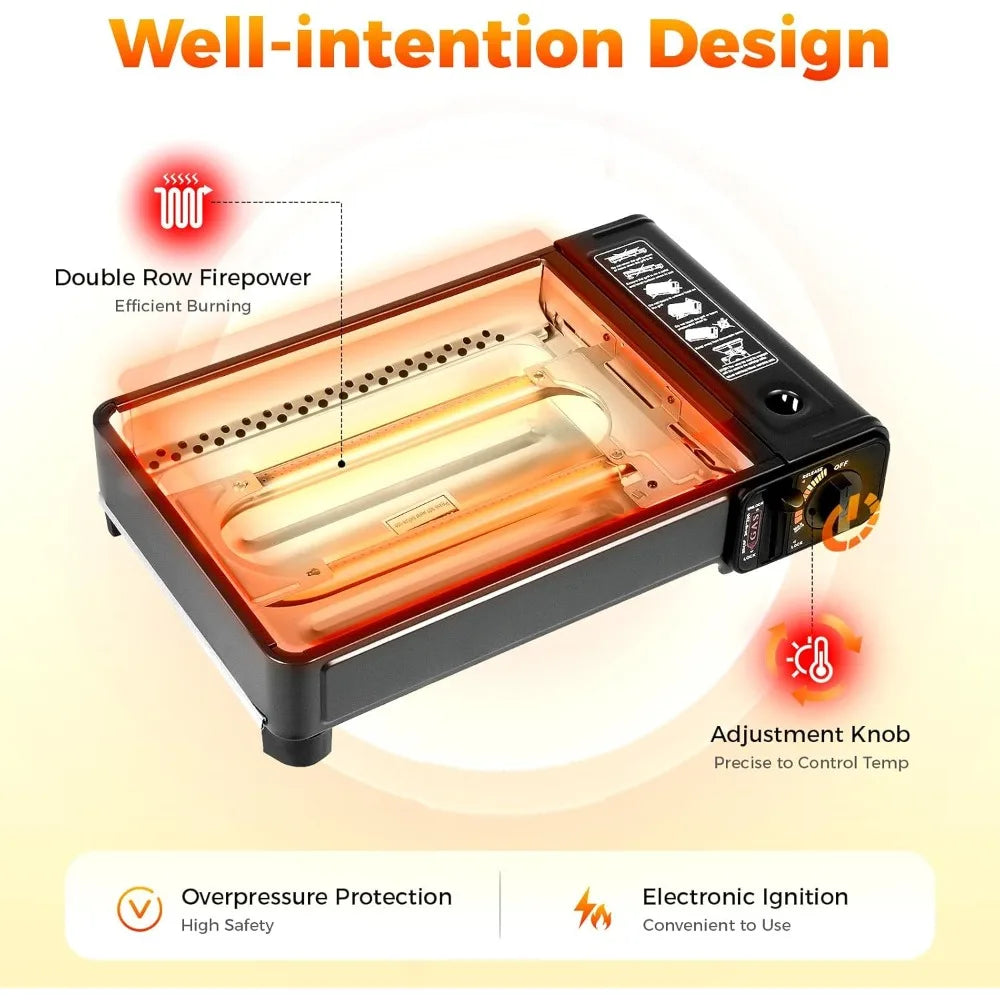 Portable Gas Grill Stove With Adjustable Firepower Camping