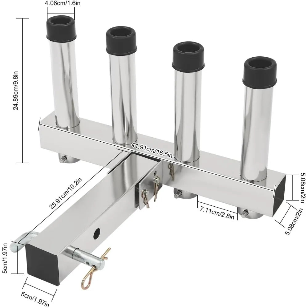 Stainless Steel Rod Holder Hitch Mount For Trucks Yachts