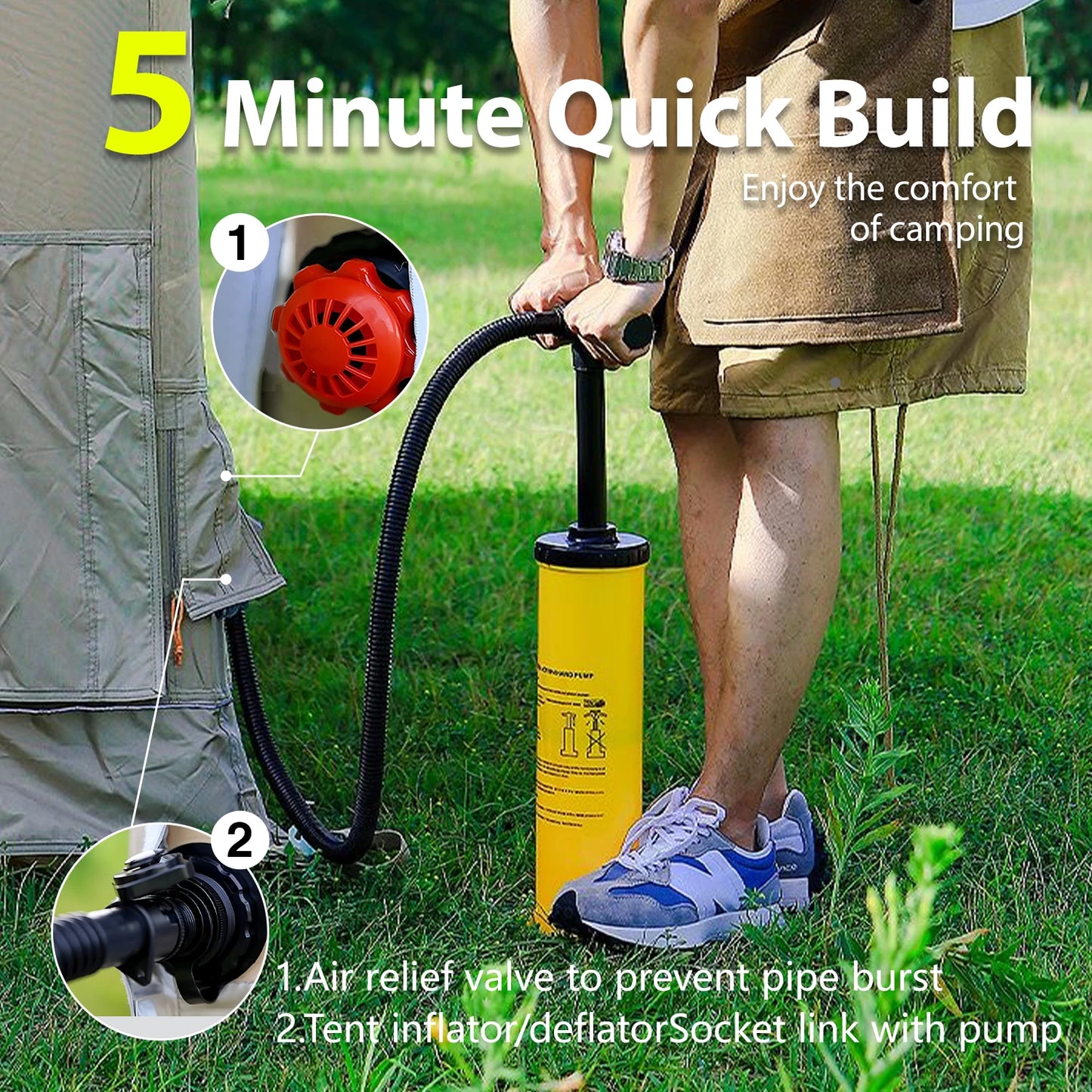 Senleeto Inflatable Cabin Tent For Camping Quick Setup