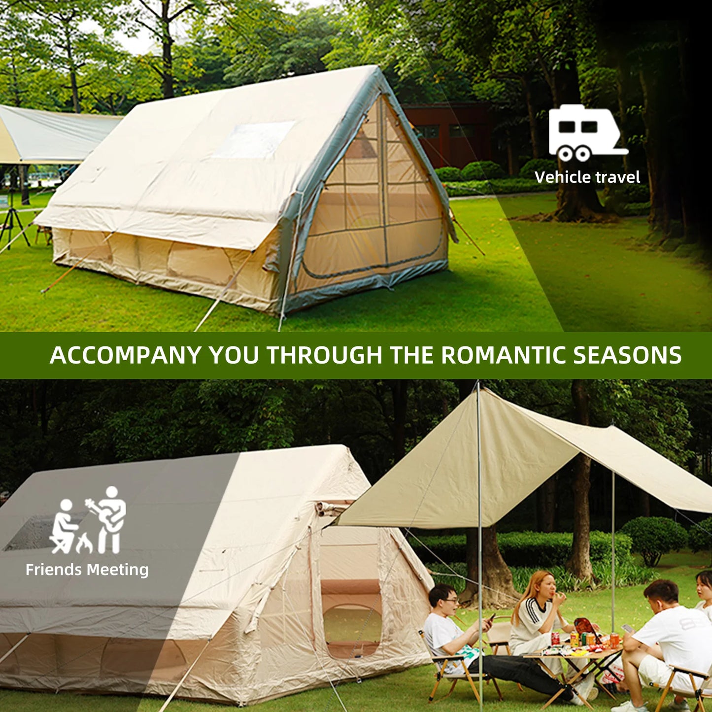 Building Inflatable Camping Tent Portable Hand Pump 8 Users
