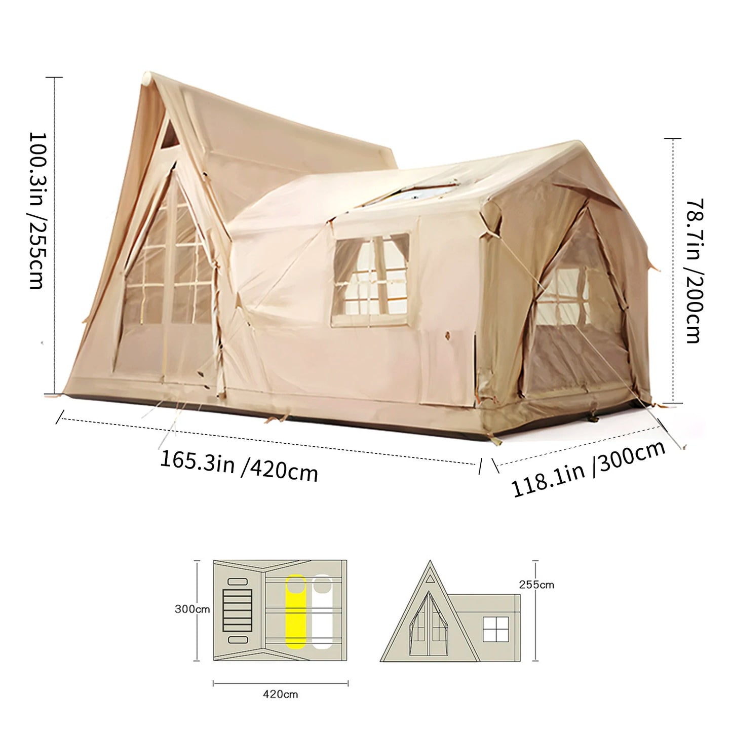 Senleeto Inflatable Cabin Tent For Camping Quick Setup