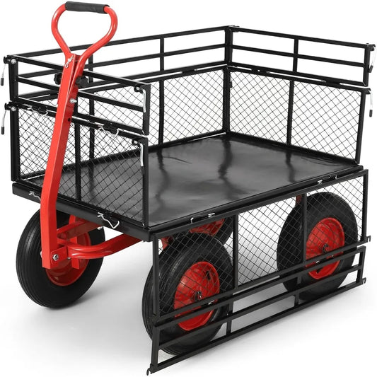 Heavy Duty Steel Garden Cart With Removable Mesh Sides