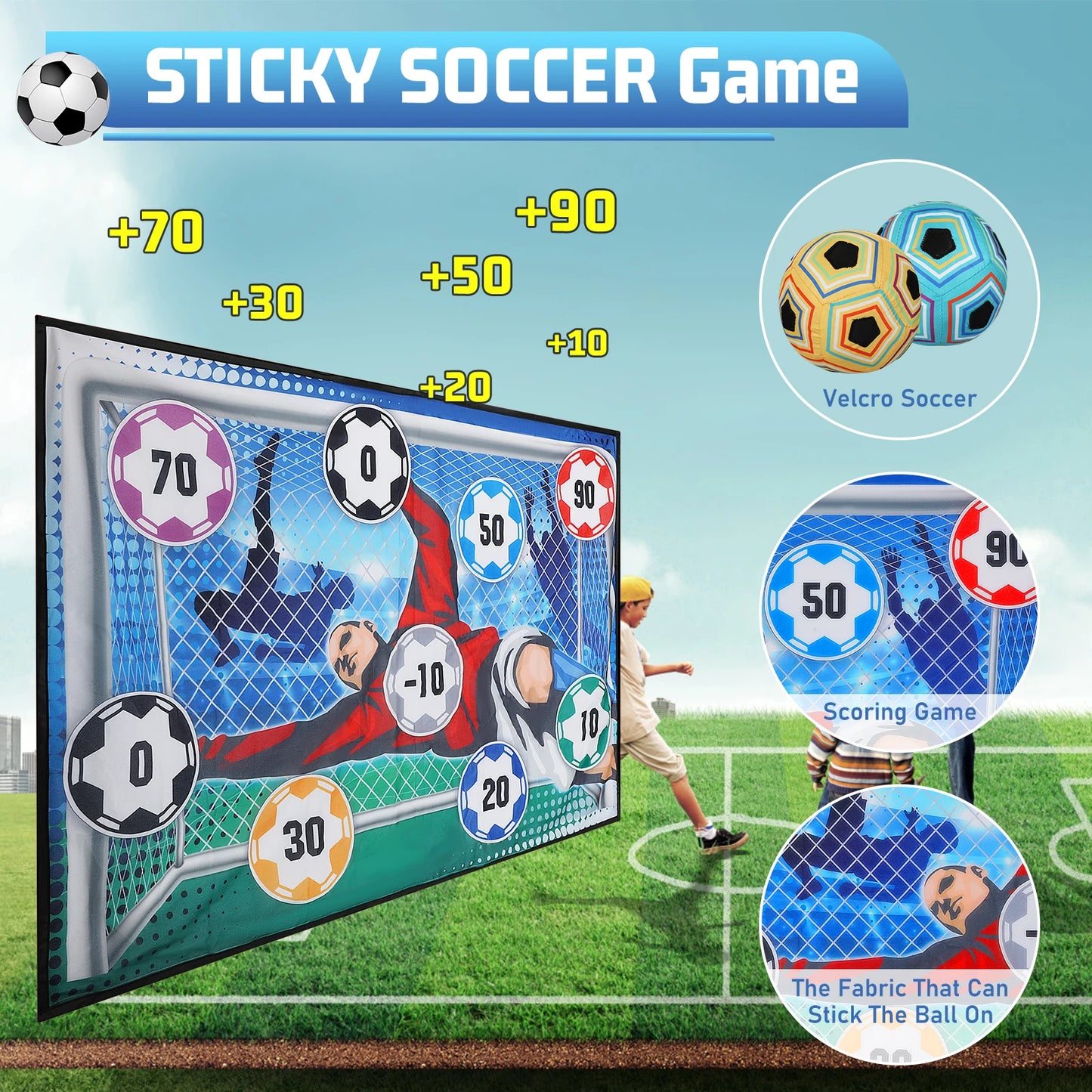 VATOS Foldable Football Ball Game Set For Kids Indoor Soccer