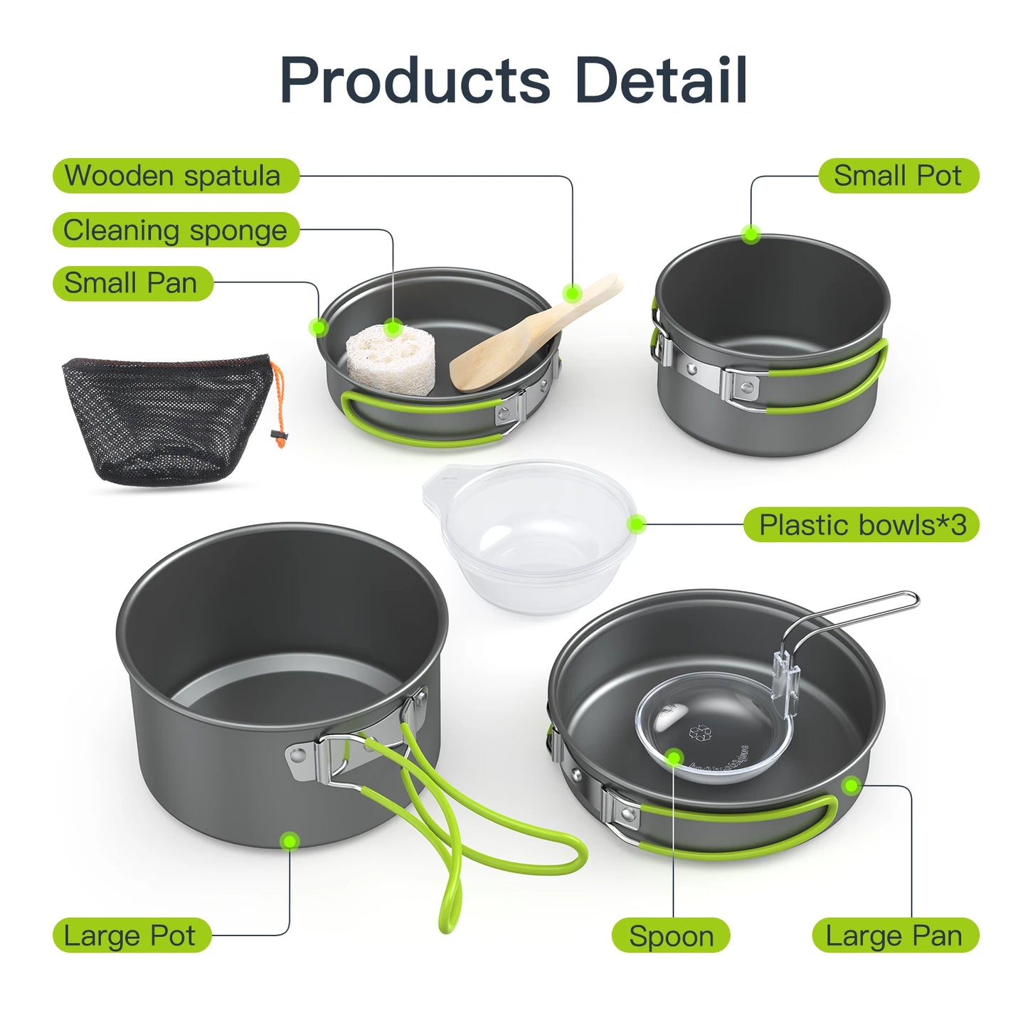 Portable Camping Cookware Set For 2 People Tableware