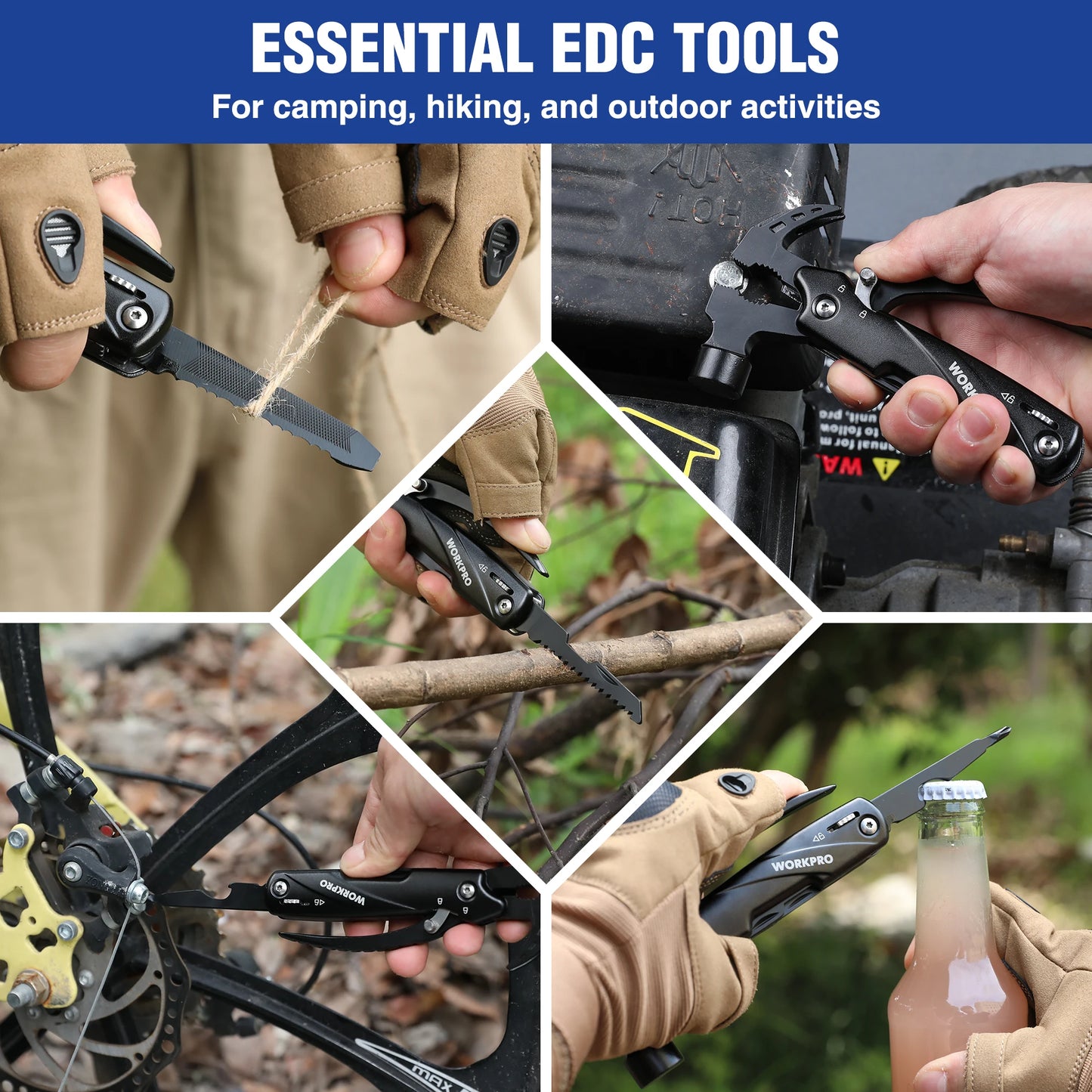 WORKPRO Multitool Hammer Claw With Sheath For Survival