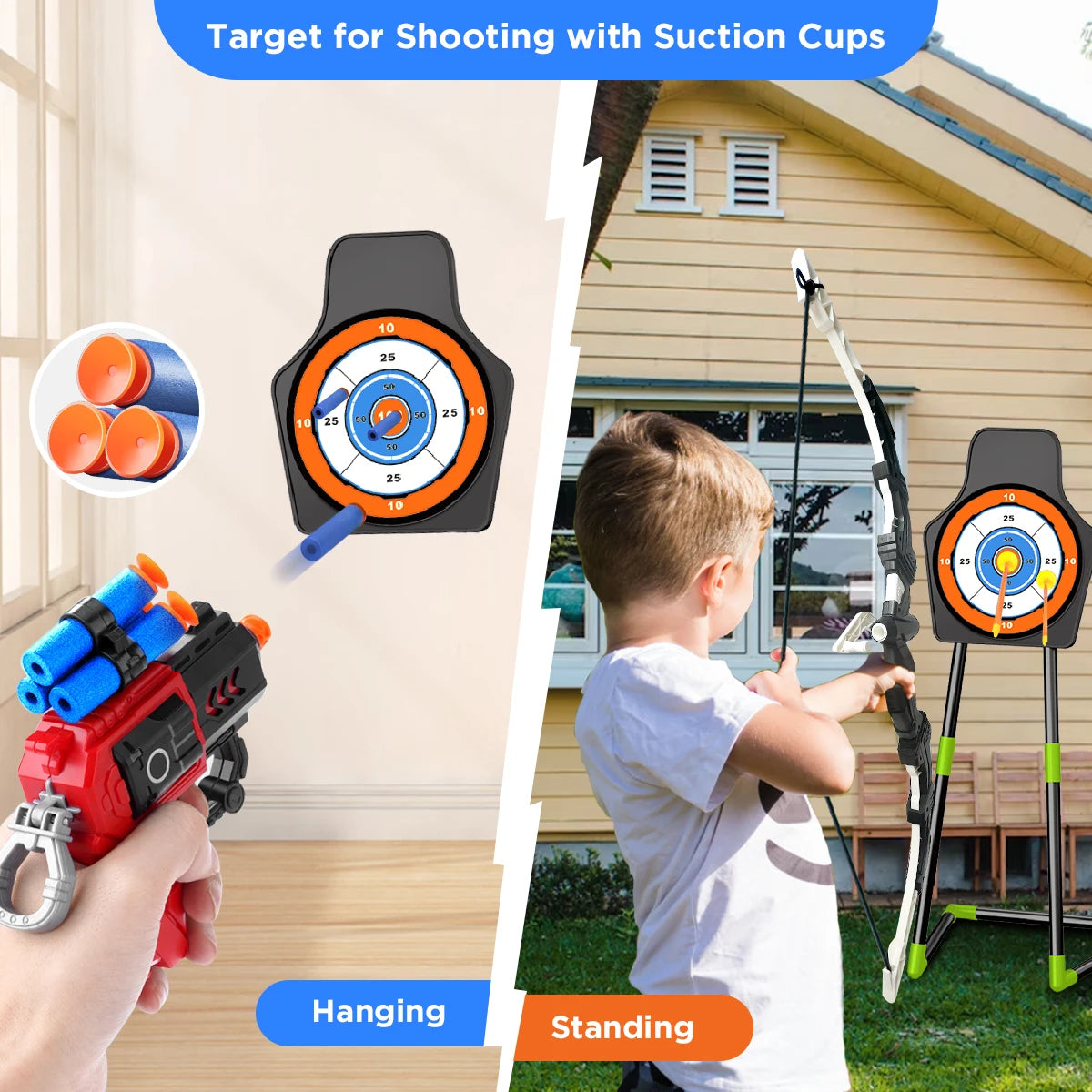 VATOS Archery Toy Set Bow Arrow LED Light Up Target Indoor