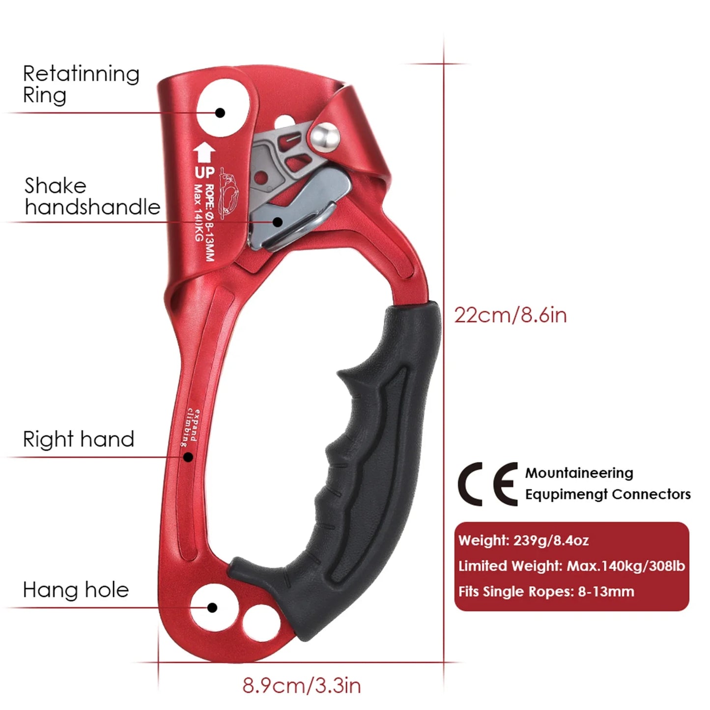 LIXADA Hand Ascender Aluminum Magnesium Alloy Climbing Gear