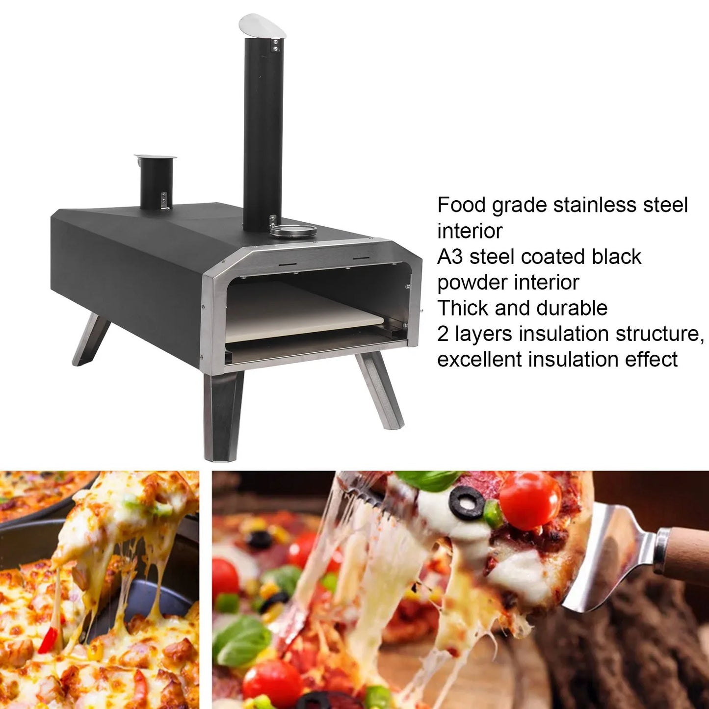 Romellar Outdoor Pizza Oven Wood Fired Portable Steel