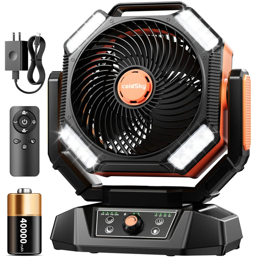Portable Camping Fan 40000mAh LED Lantern Remote 8 Speeds