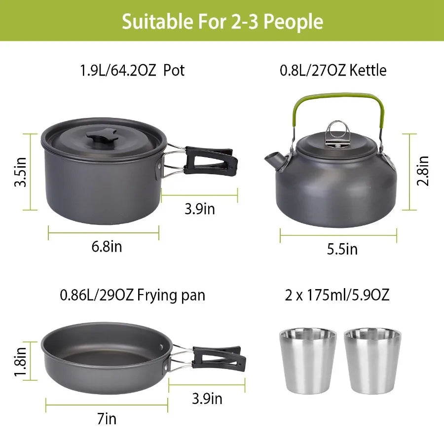 Electric Camping Cookware Set Aluminum Pot Pans Kit