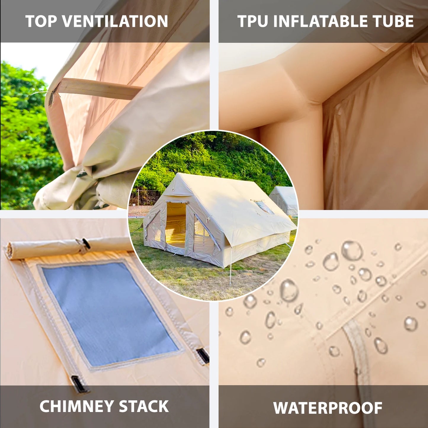 Building Inflatable Camping Tent Portable Hand Pump 8 Users