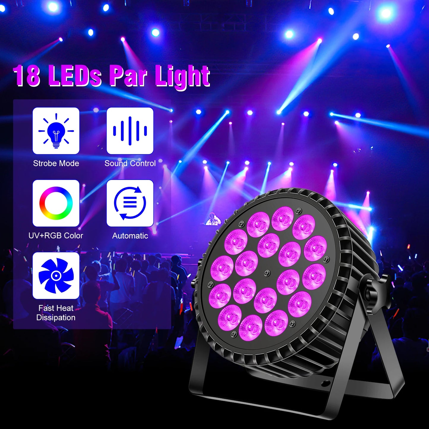 U'King 4in1 RGBWA UV LED Par Light DMX Stage Lighting