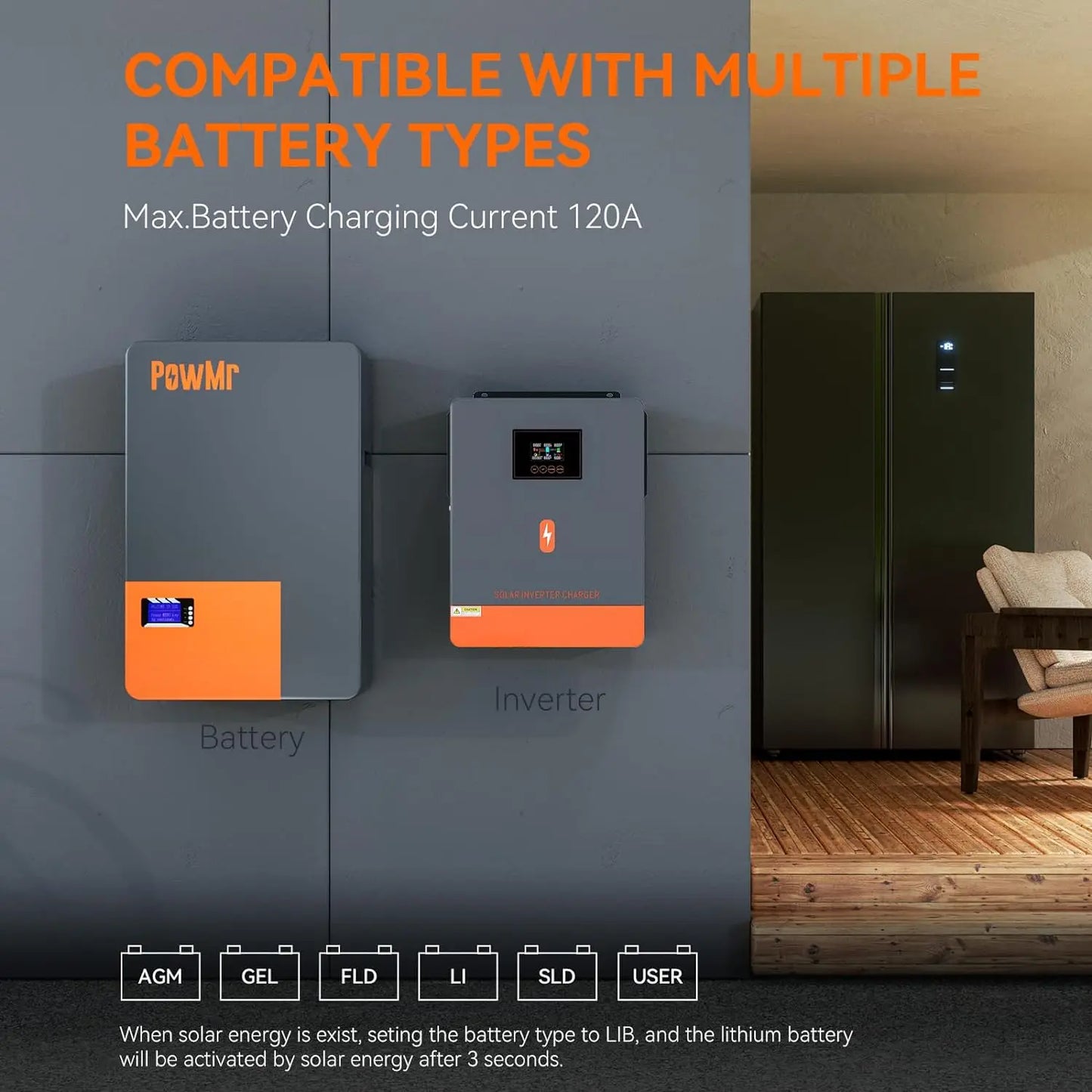 PowMr Hybrid Inverter 6.2KW 120A MPPT 24V 48V To 230V