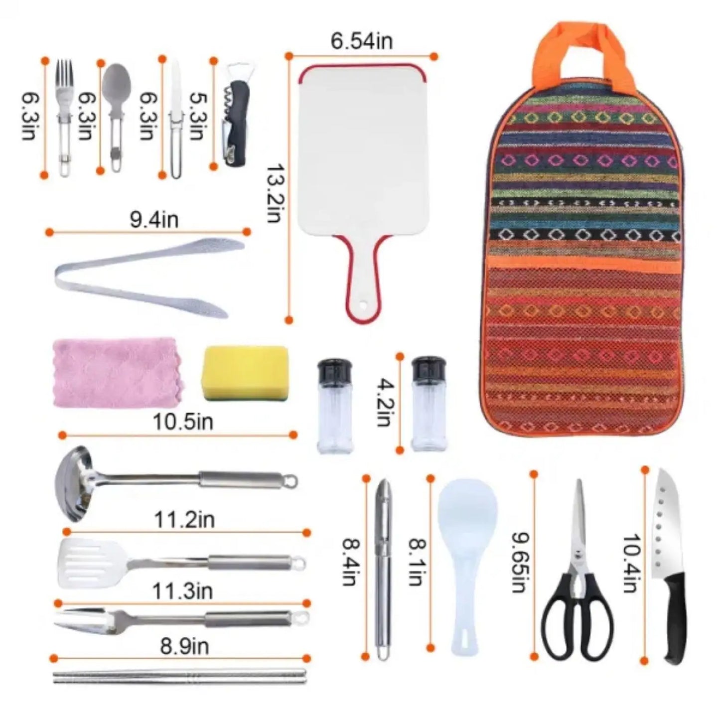 Can Hold 19Pcs Camping Cookware Kit Stainless Steel