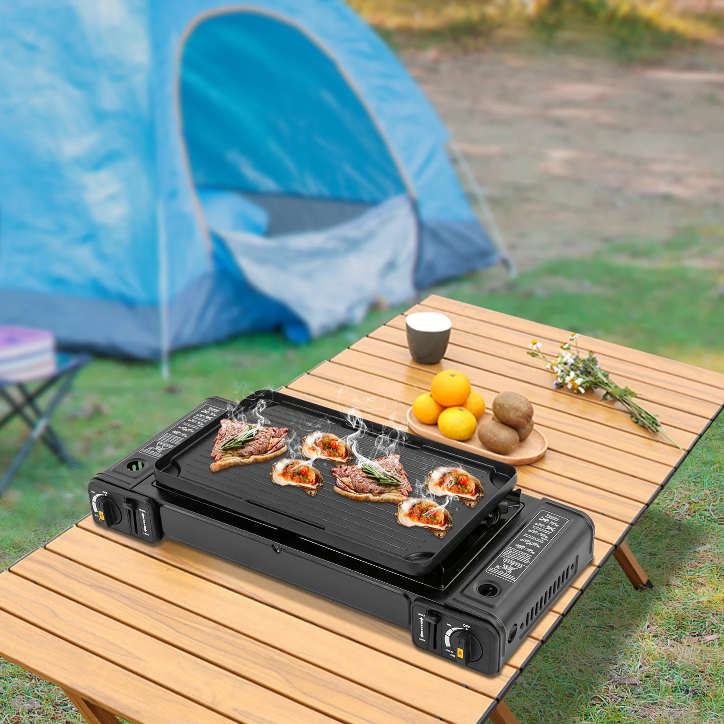 Portable 2 Burner Camping Stove for Travel and Outdoors