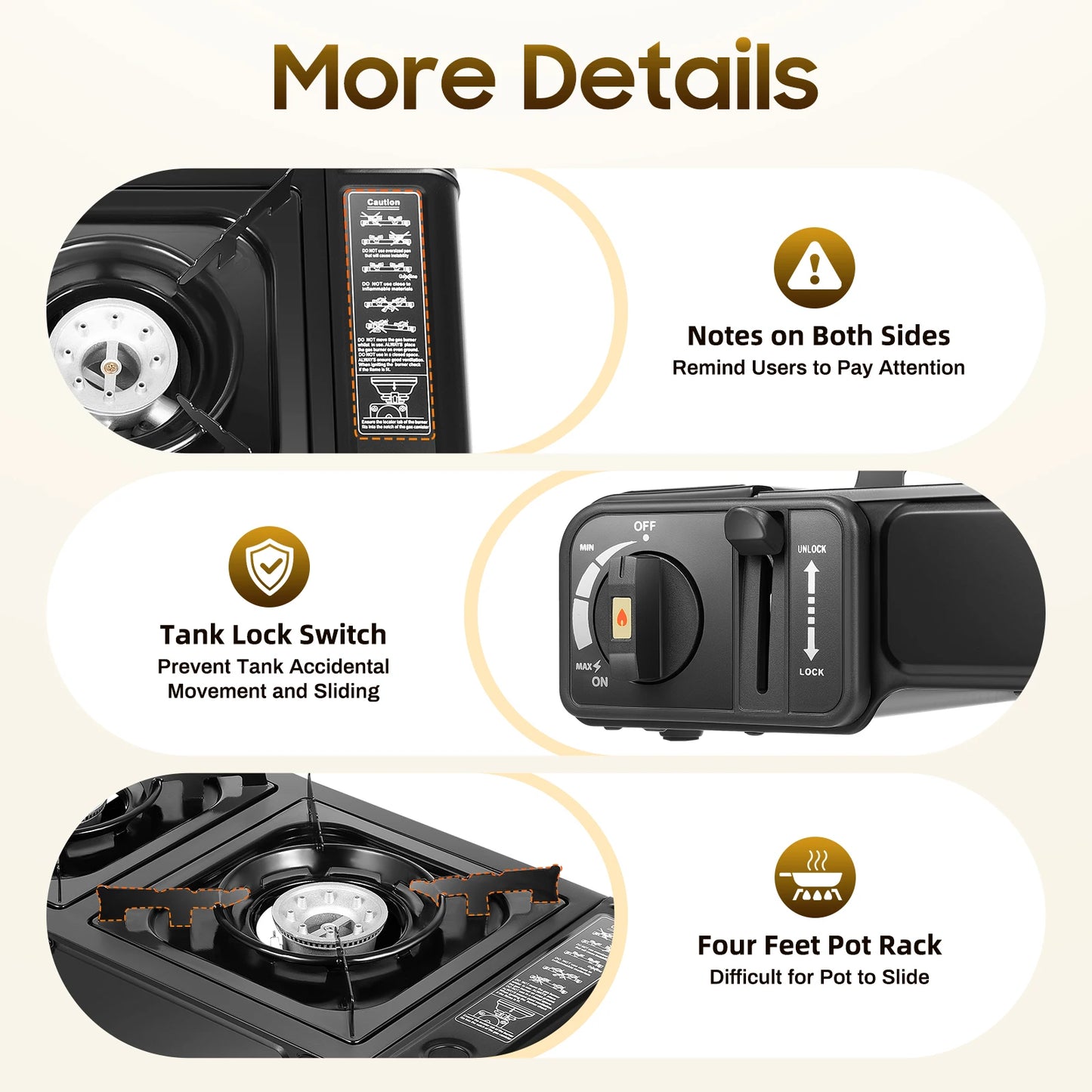 Portable Dual Burner Camping Stove With Grill Tray BBQ