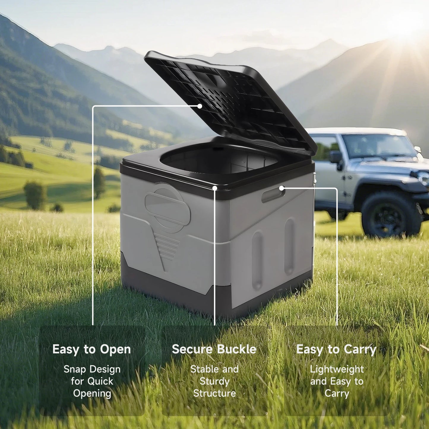 Compact Portable Camping Toilet for Adults with Lid