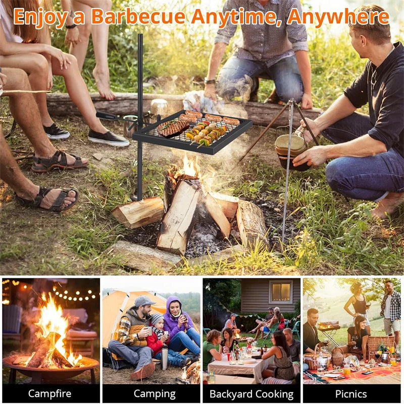 HiMISSCN Swivel Campfire Grill Grate Stainless Steel