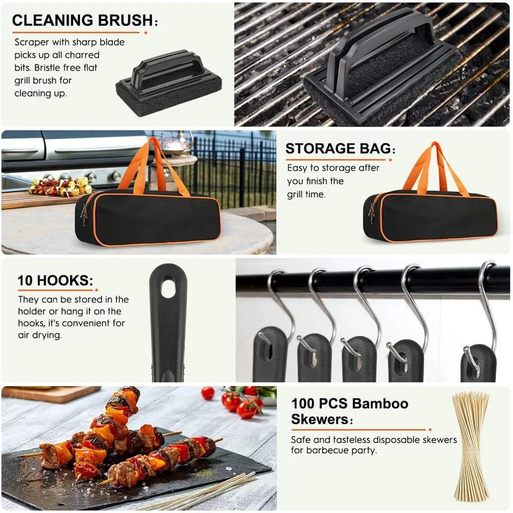 XMSJCN 144 Pieces Griddle Accessories Kit BBQ Tools