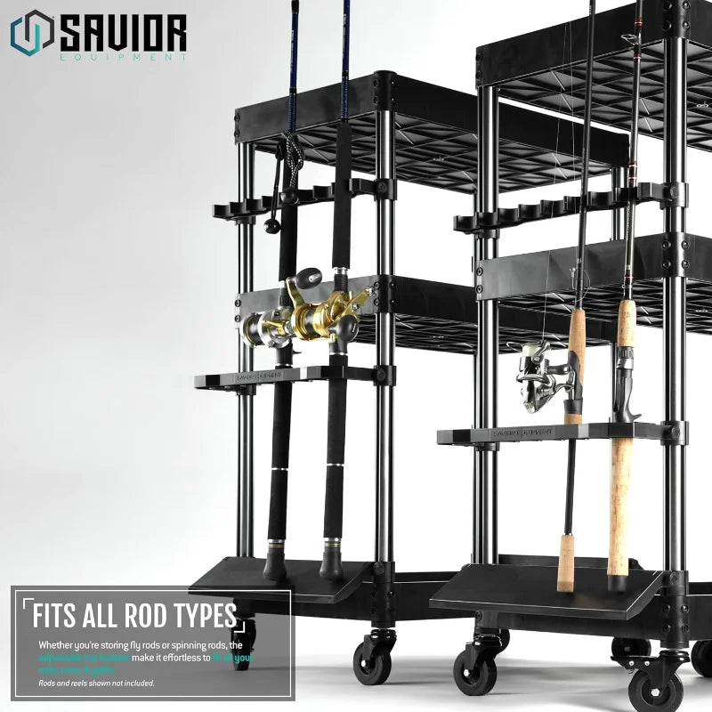 YTYIN Mobile Tackle Station 16 Rod Holder Cart Organizer