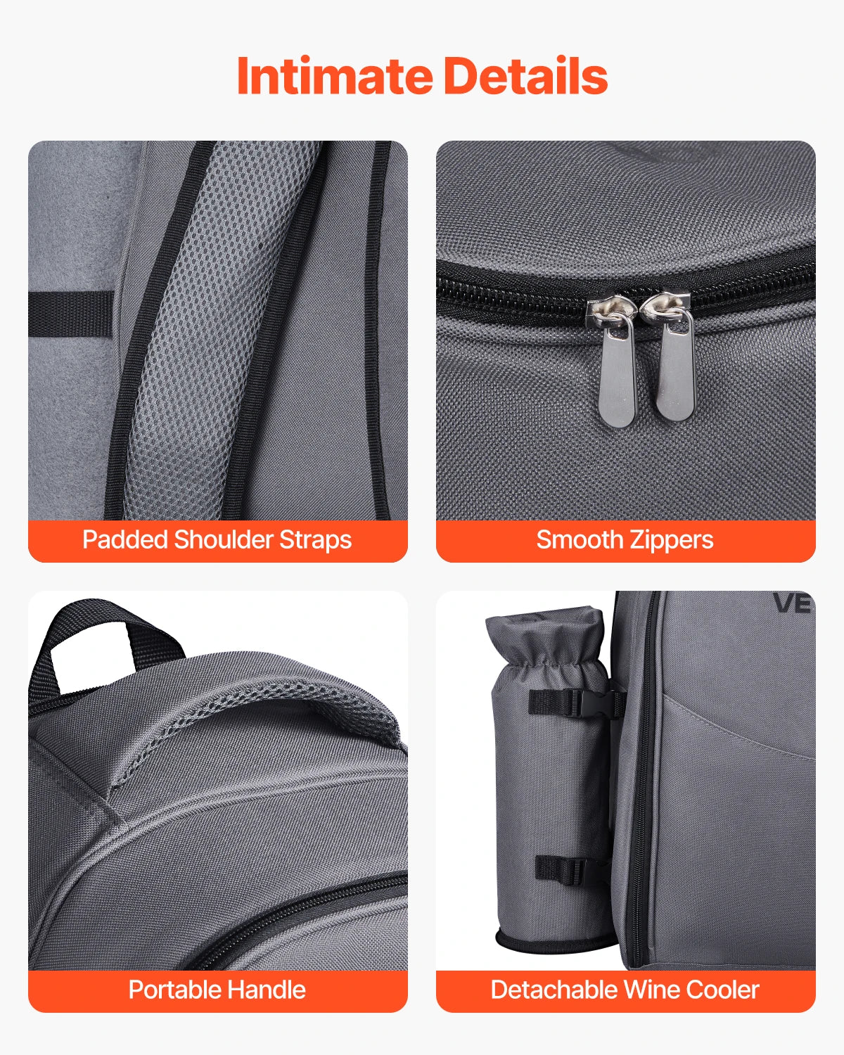 VEVOR Picnic Backpack With Detachable Bottle Holder Plates