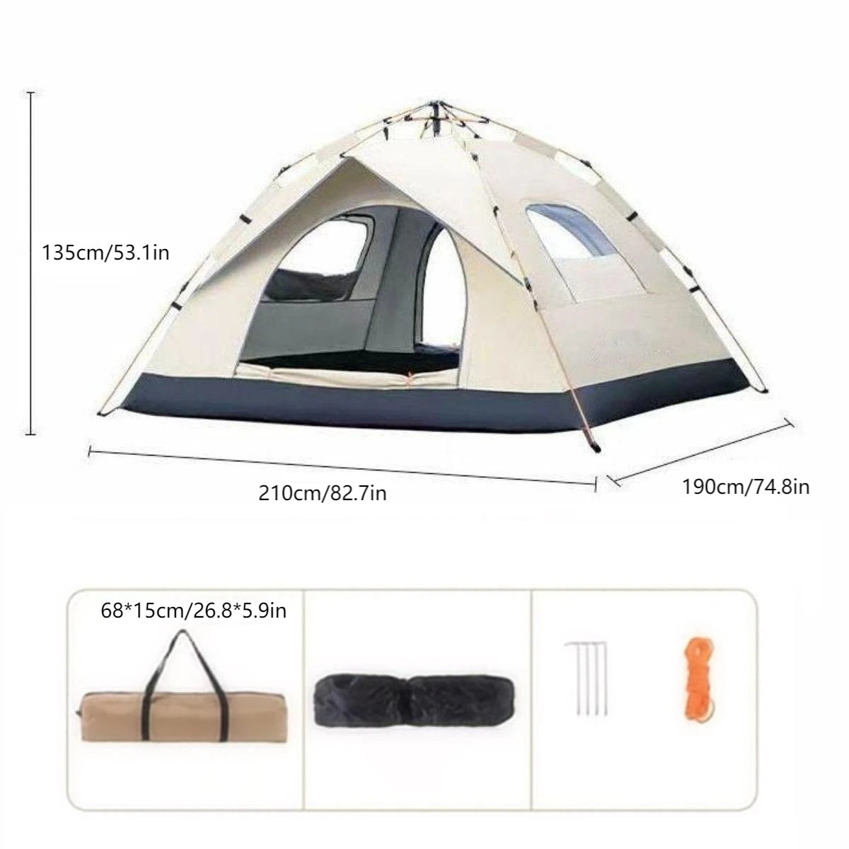 Pakicetus Shelter Sunshade Camping Tent With Two Doors