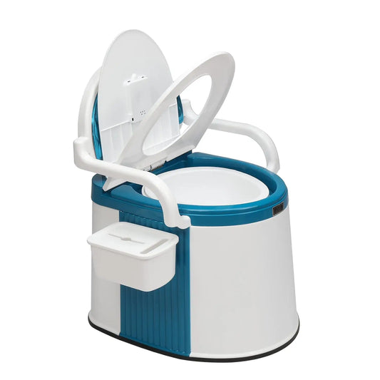 Hign Concerned Toilet With Back And Handrail Camping Commode