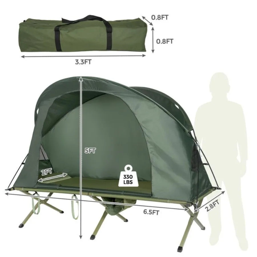 Electric One Person Cot Elevated Tent With External Cover