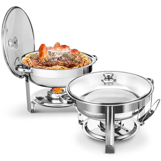SGODDE Stainless Steel Chafing Dish Buffet Set Glass Lid