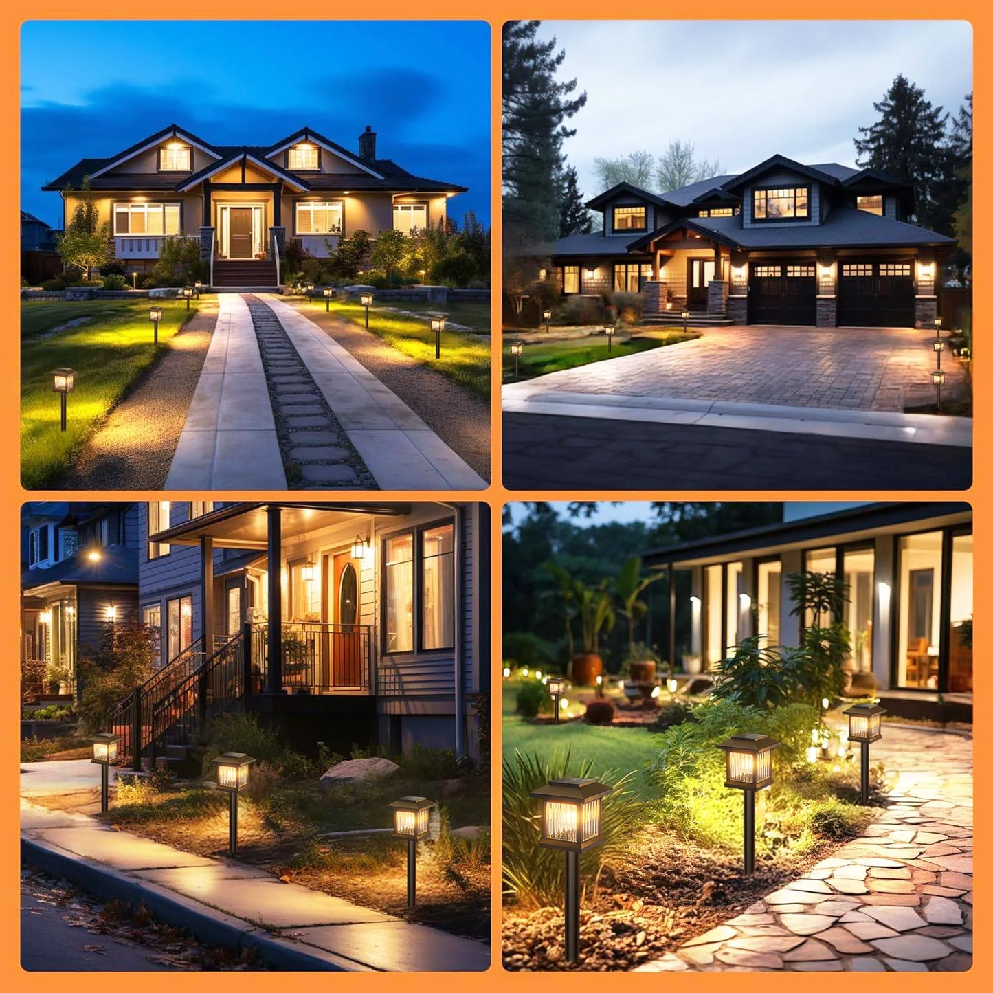 KPSTEK Solar Outdoor Lights 2 Pack Auto On Off Lawn Patio