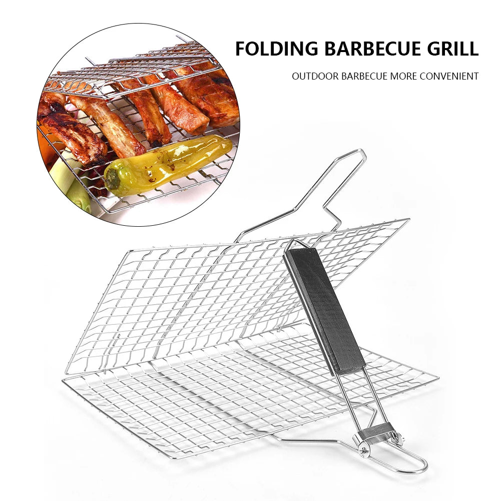 ANENG BBQ Grilling Basket Folding Outdoor Rack Stainless