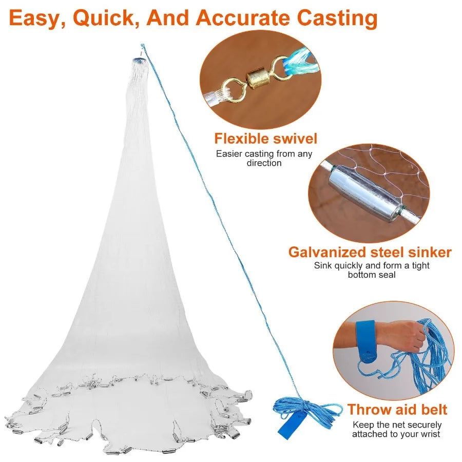 Hign-concerned Heavy Duty Cast Net With Chain Sinker