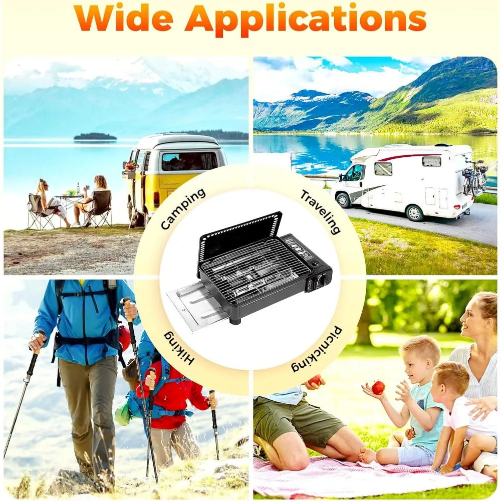 Portable Gas Grill Stove With Adjustable Firepower Camping