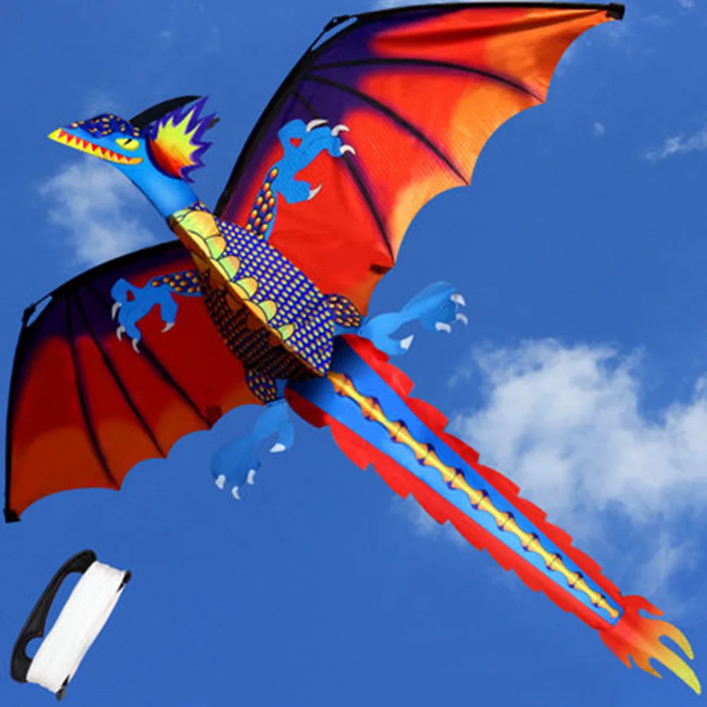 3D Dragon Kite Kids Outdoor Flying Toy With Tail Fun