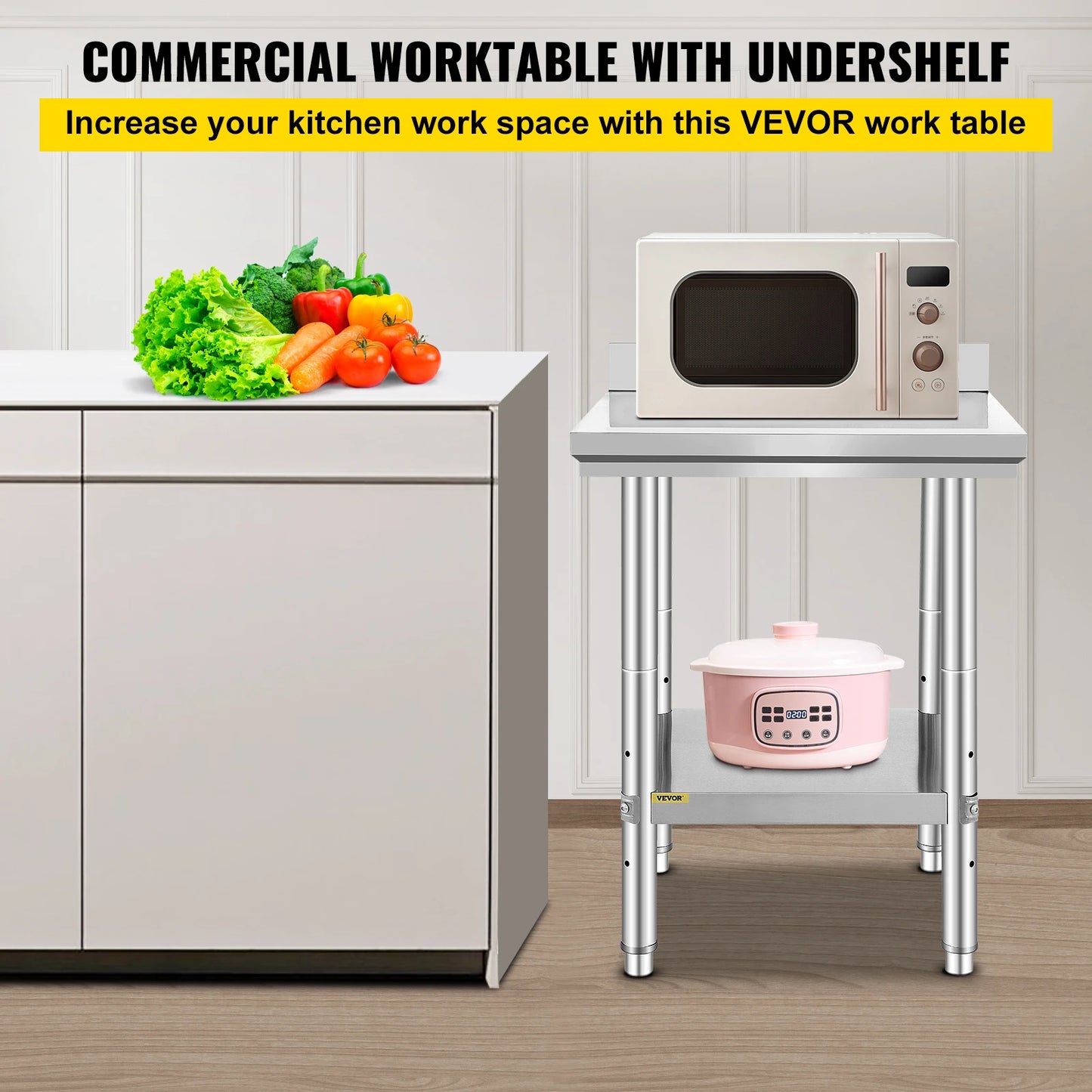 Stainless Steel Commercial Work Table With Undershelf 330LBS