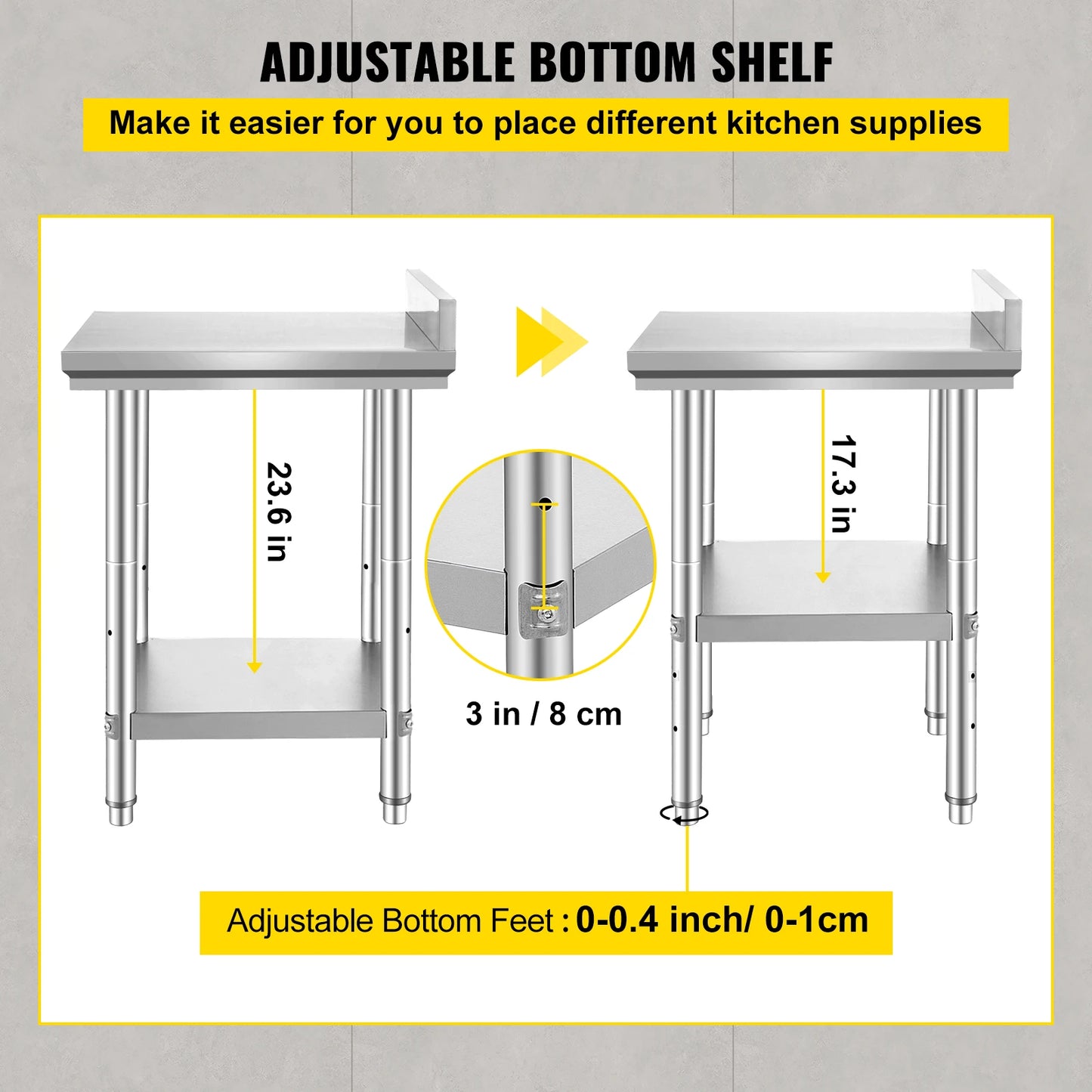 Stainless Steel Commercial Work Table With Undershelf 330LBS