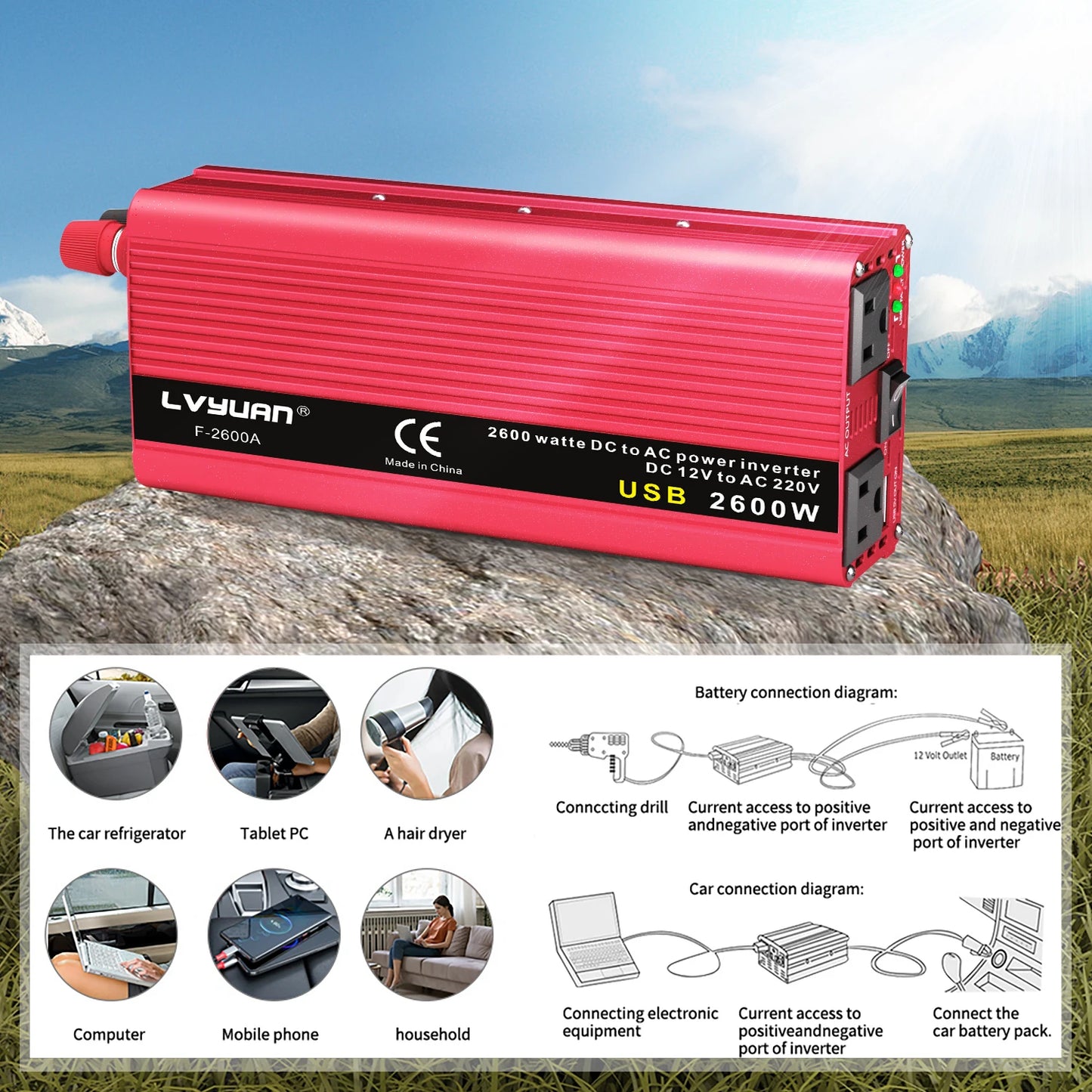 Foval DC To AC Inverter 1500W 2000W 2600W For Vehicles