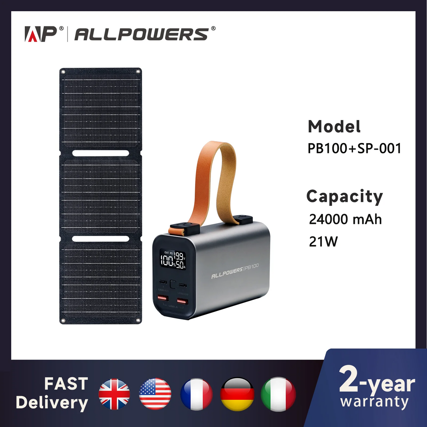 ALLPOWERS Power Bank PB 100W Solar Charger For Laptop
