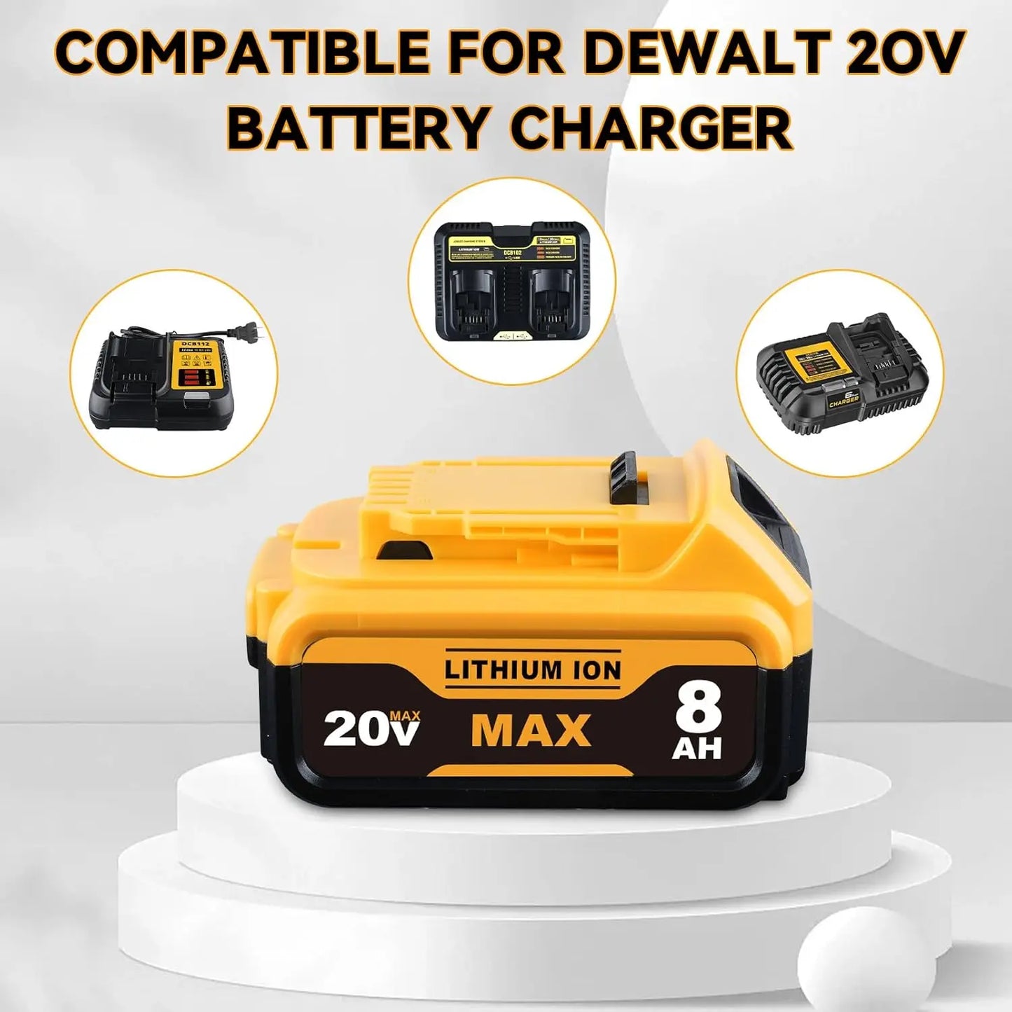VANON 8.0Ah 20V DCB205 Battery For DeWalt Tools Lithium Ion