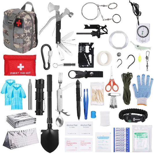 125Pcs Survival Kit Emergency Gear Outdoor Adventure