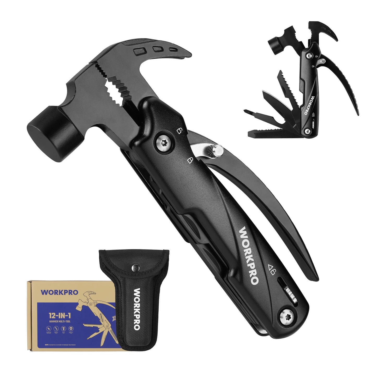 WORKPRO Multitool Hammer Claw With Sheath For Survival