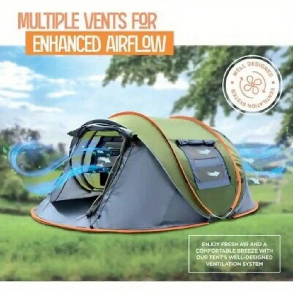 Building Quick Pop Up Camping Tent Two Doors UPF50 Plus