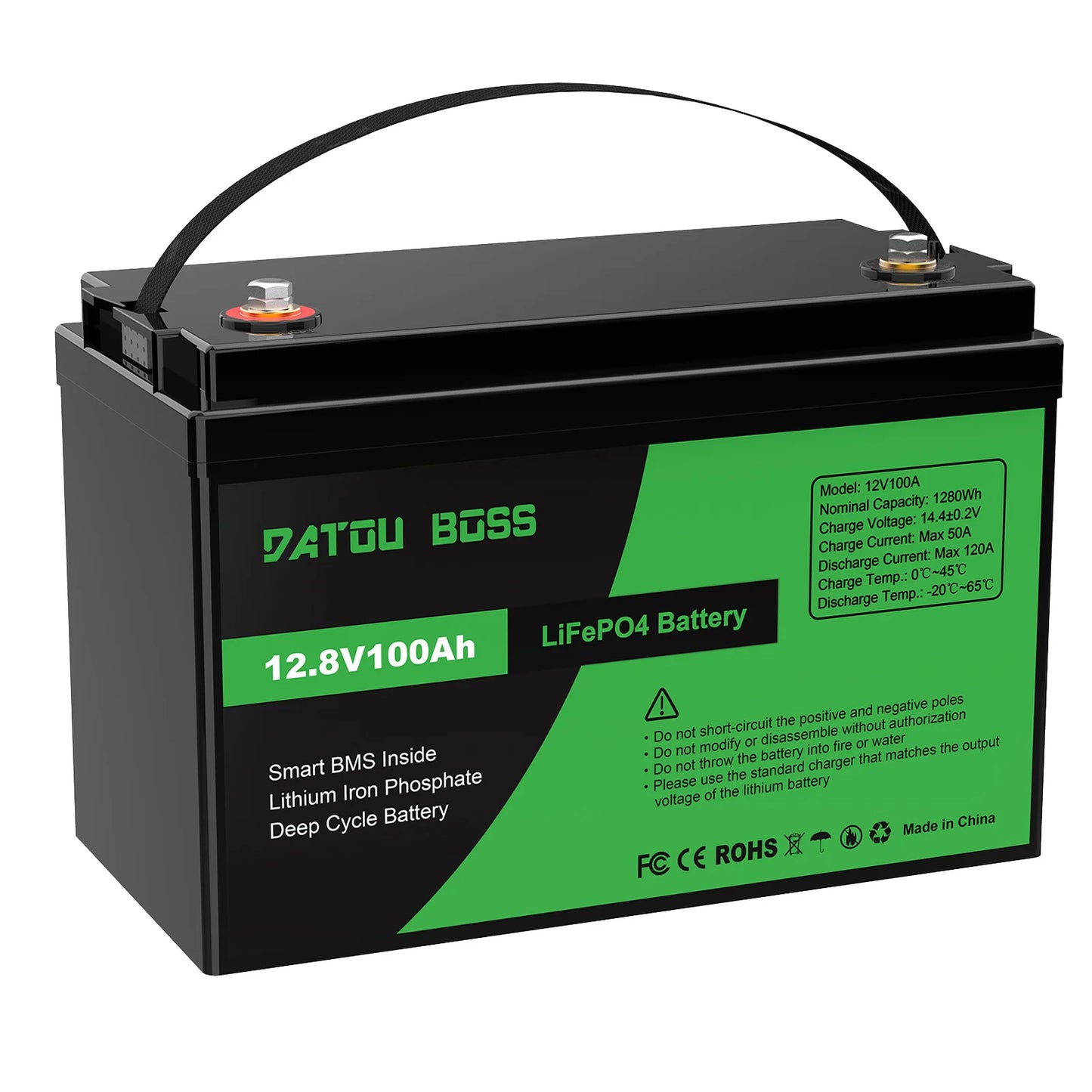 DATOUBOSS 12V 100Ah LiFePO4 Battery With 100A BMS High Cycle