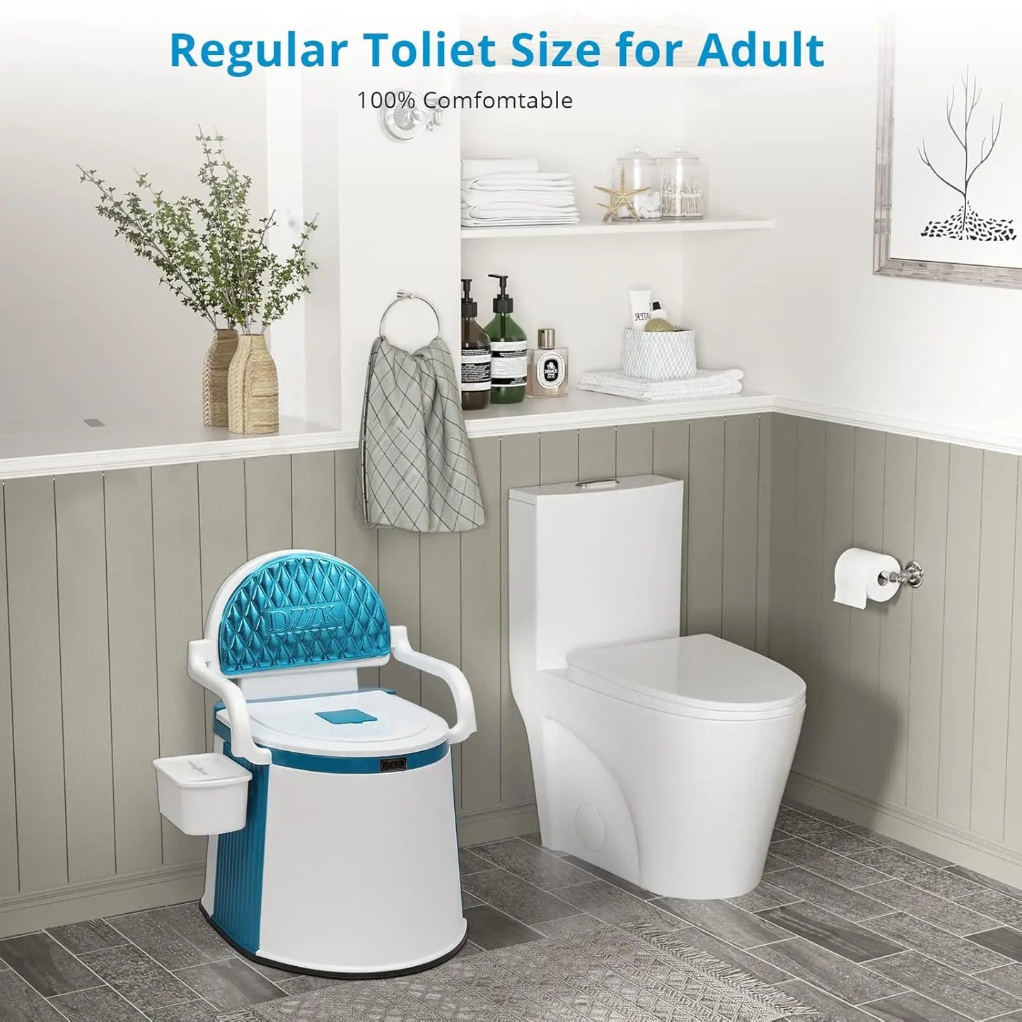 Hign Concerned Toilet With Back And Handrail Camping Commode