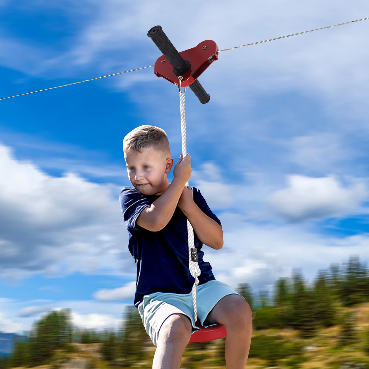 Electric Zipline Kit With Harness And Trolley For Backyards