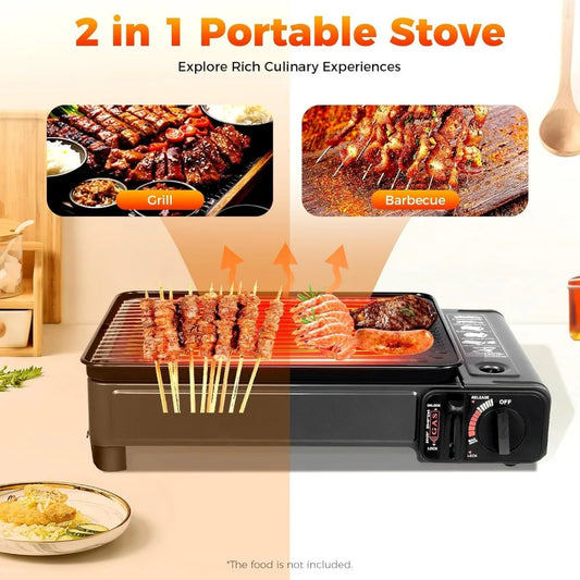 Portable Gas Grill Stove With Adjustable Firepower Camping