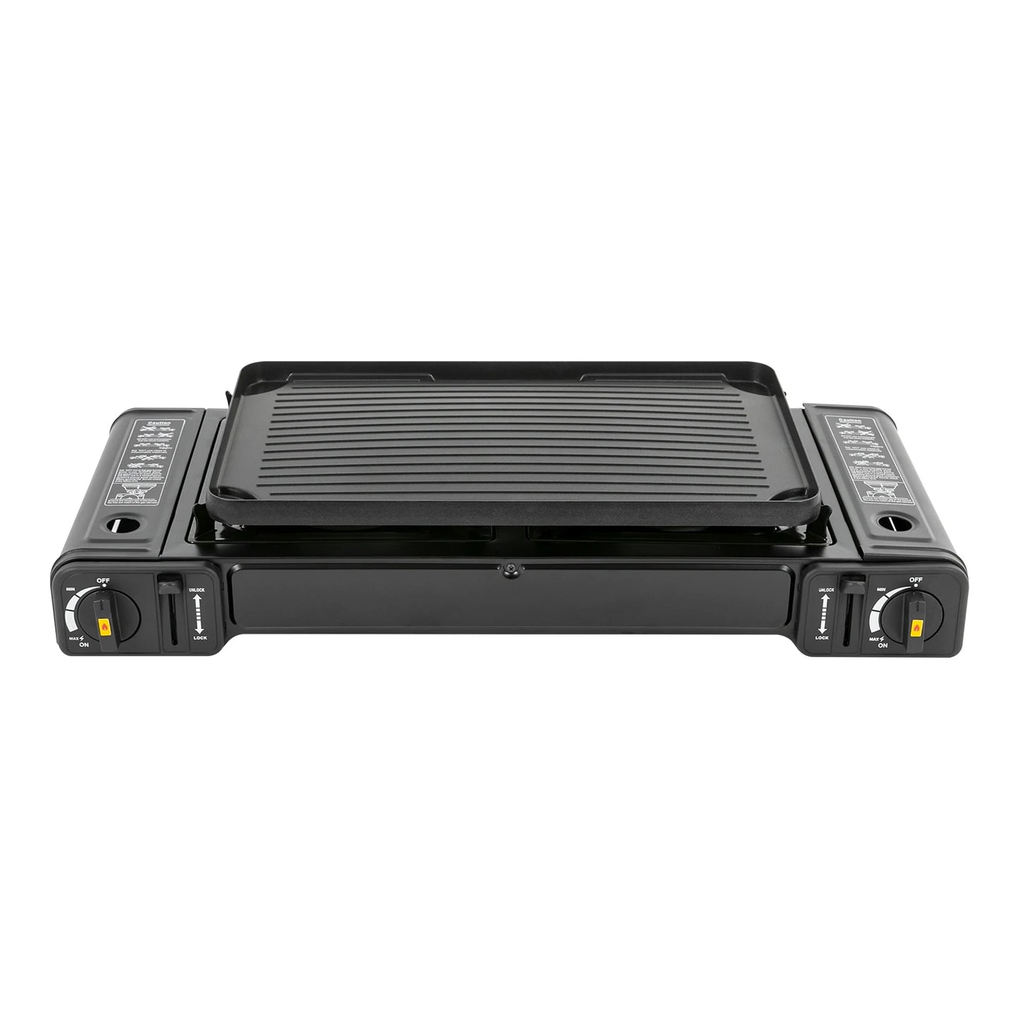 Portable Double Head Gas Stove With Baking Tray Outdoor